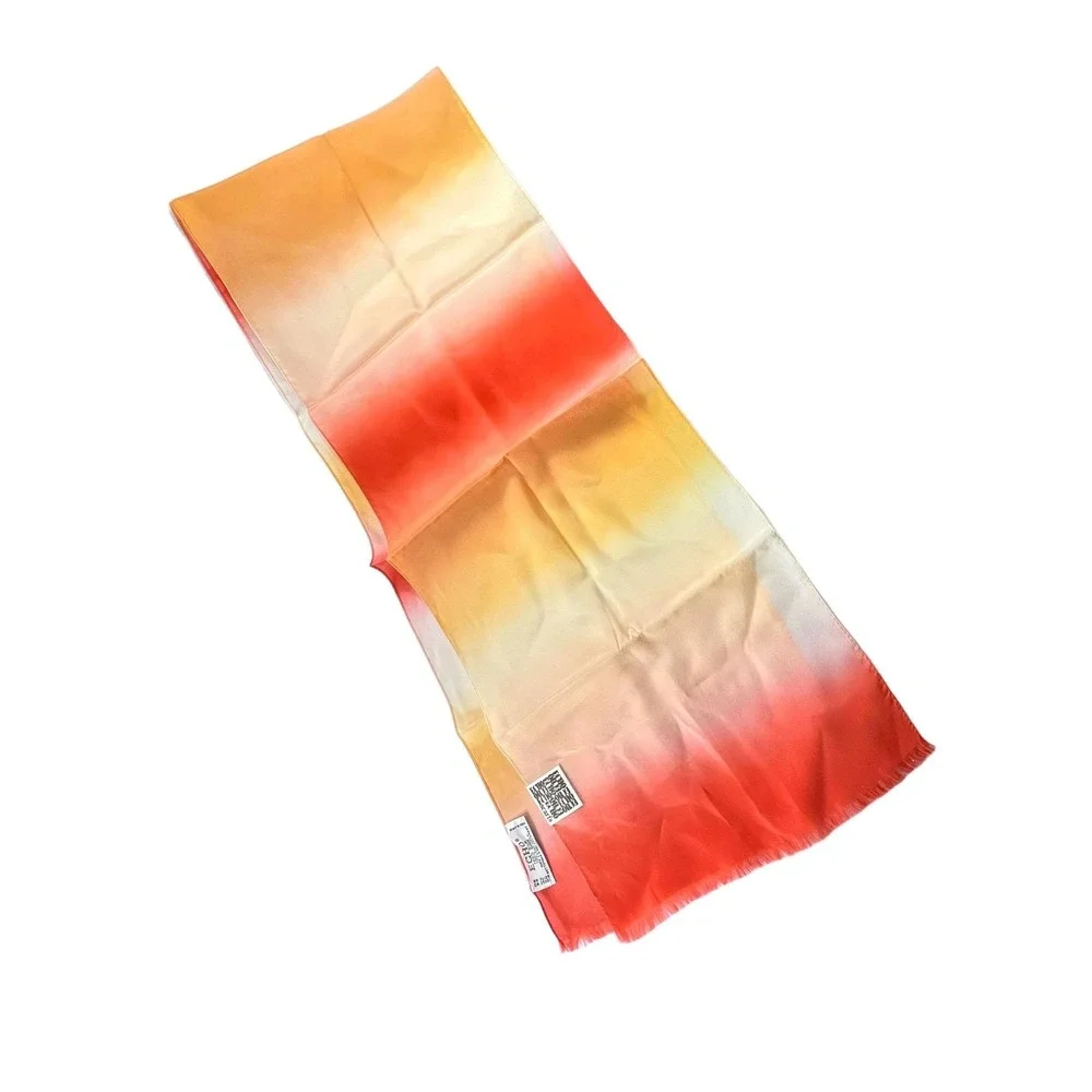 ECHO Silk Scarf Orange Ombre Long Rectangular 10 x 52